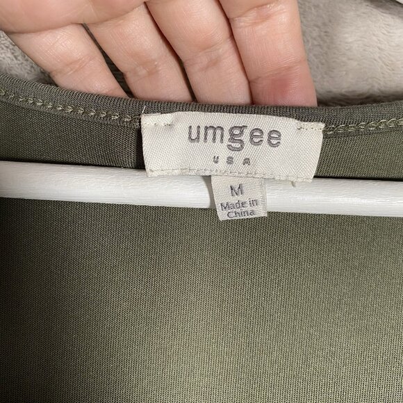 Umgee Wide Leg Crop Jumpsuit Size M Olive Moss Green Boho Beachy Resort Vacation - Picture 3 of 12